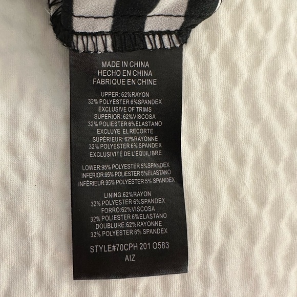 bebe Strapless Dress with Black and Vibrant Geometric Pattern - Picture 6 of 7